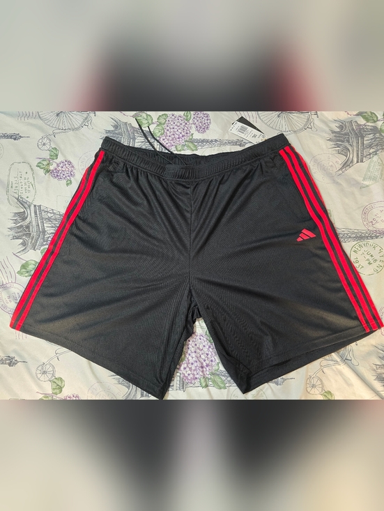 Other - ADIDAS Men's Train Essentials Piqué 3-Stripes Training Shorts Black/Red SZ: XXXL